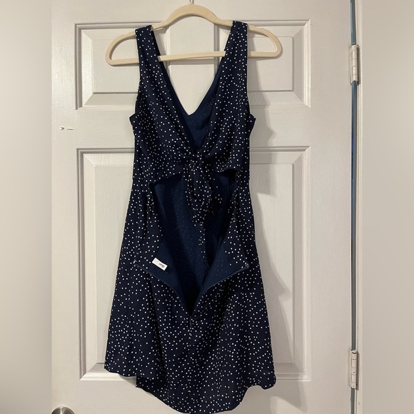 glam Navy and White Mini Polka Dot Dress | Size L - Picture 3 of 4